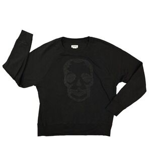 Zadig & Voltaire Women's Large Merino Skull Graphic Pullover Black Oversize Stud